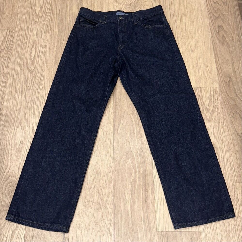 JW Anderson Uniqlo Dark Navy Blue Womens Straight Jeans 30x28 476209 Cotton